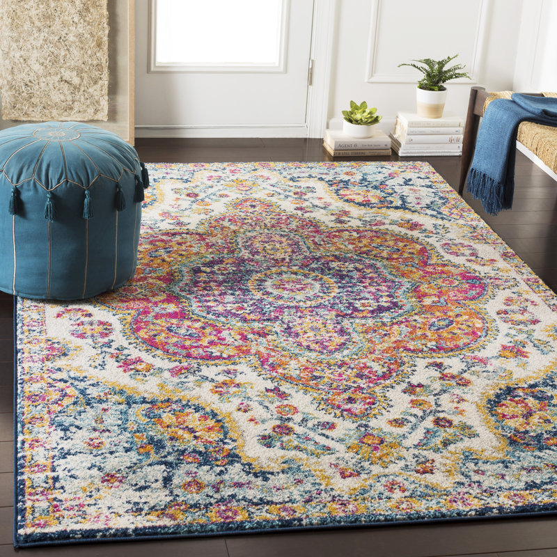Bungalow Rose Ramiro Oriental Gray/Blue/Beige/Pink Area Rug & Reviews